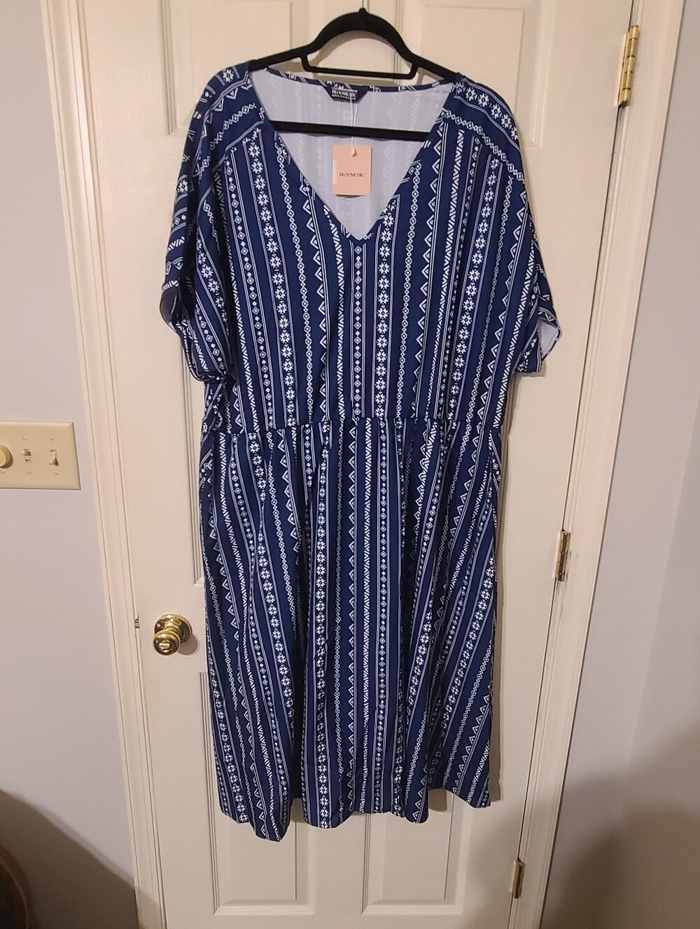 Bloomchic Navy Blue Striped Pattern Dress
